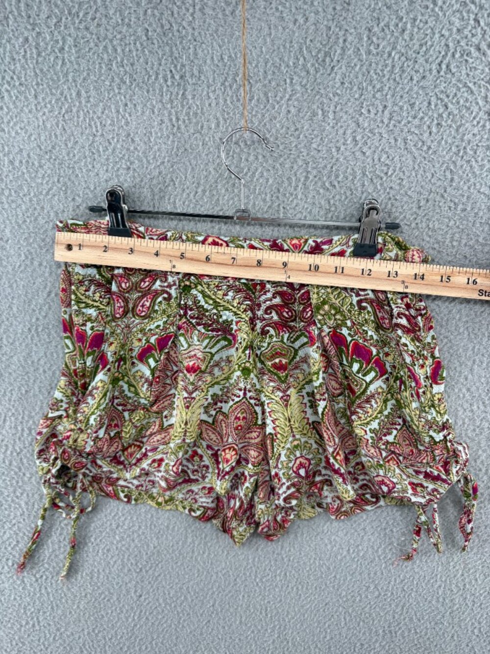 RAGA Paisley Boho Ruched Tie Side Shorts XS - Picture 4 of 13